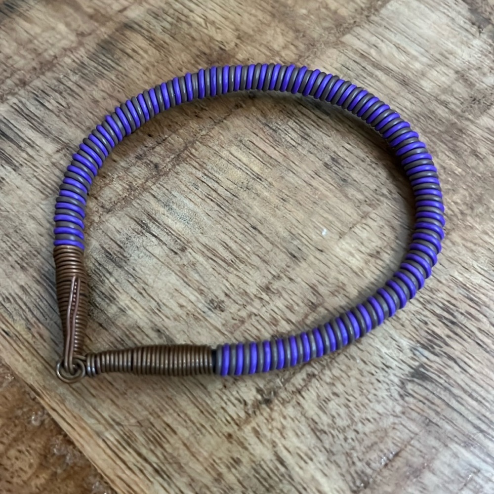Handmade Wire Twisted Cord Bracelet Purple and Copper One Size